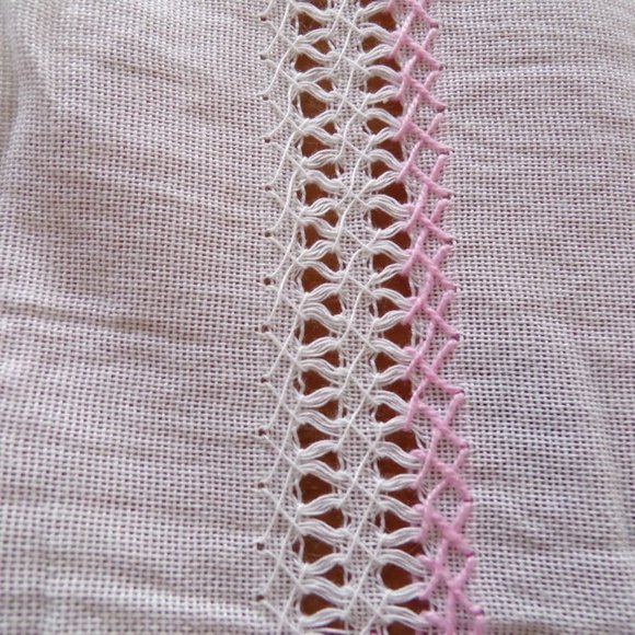 Vintage Handmade Draw Thread Tablecloth Crochet Embroidery 96" x 63"  2891 - Picture 5 of 8